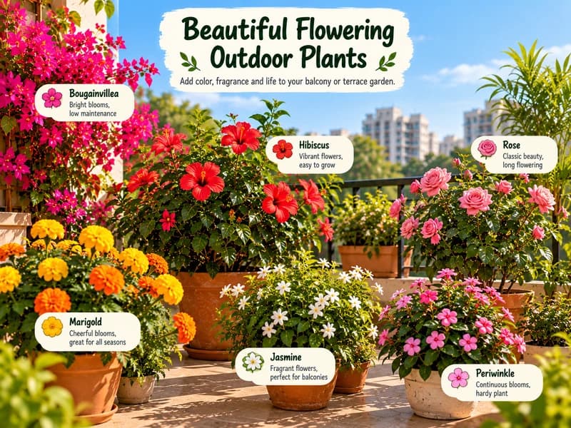 Flowering outdoor plants in full bloom