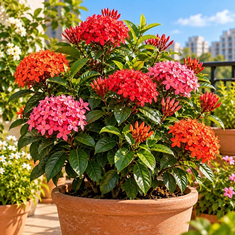 All season flowering Ixora clusters in full bloom