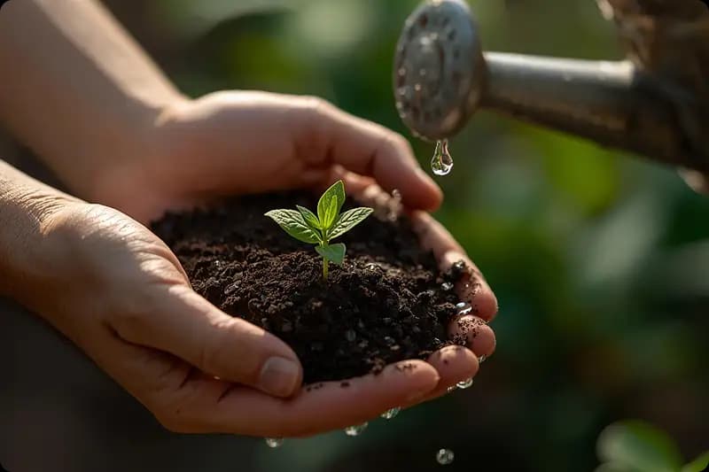 Planting with soil