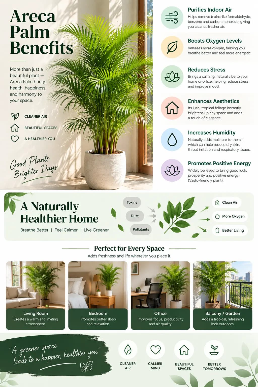 Lush Areca Palm growing indoors