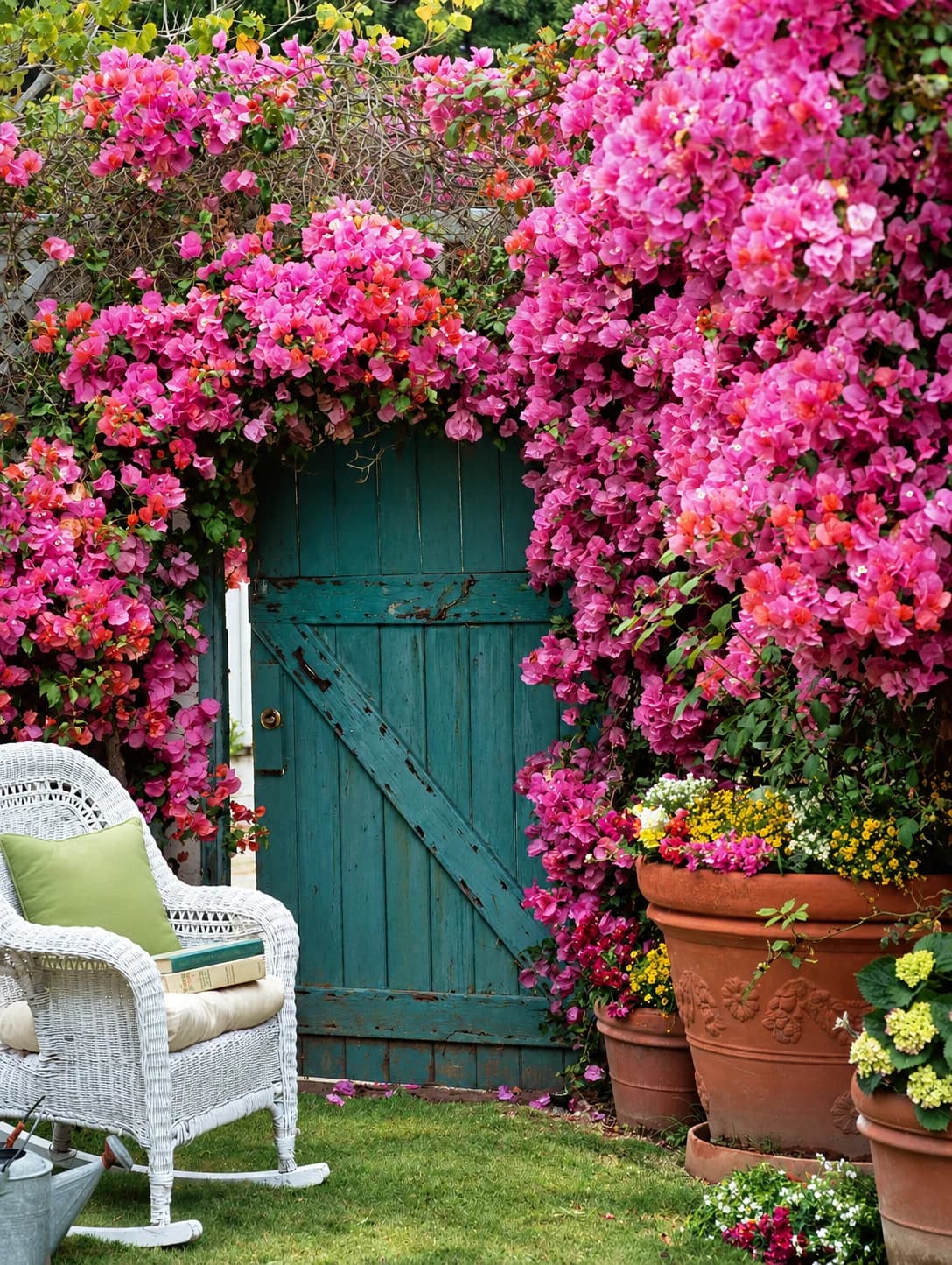 Bougainvillea growing in a home garden