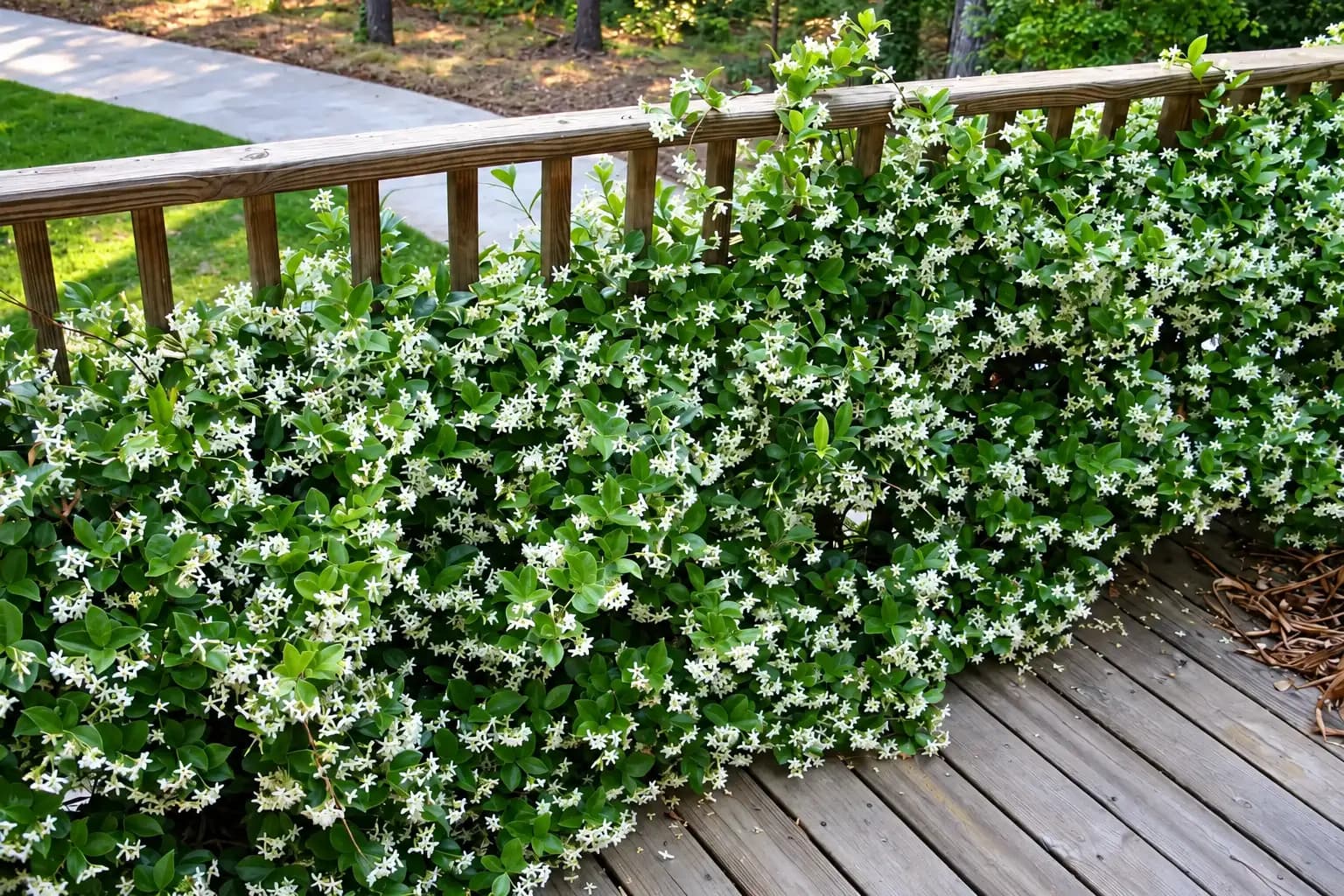 Jasmine plant growing in a balcony container