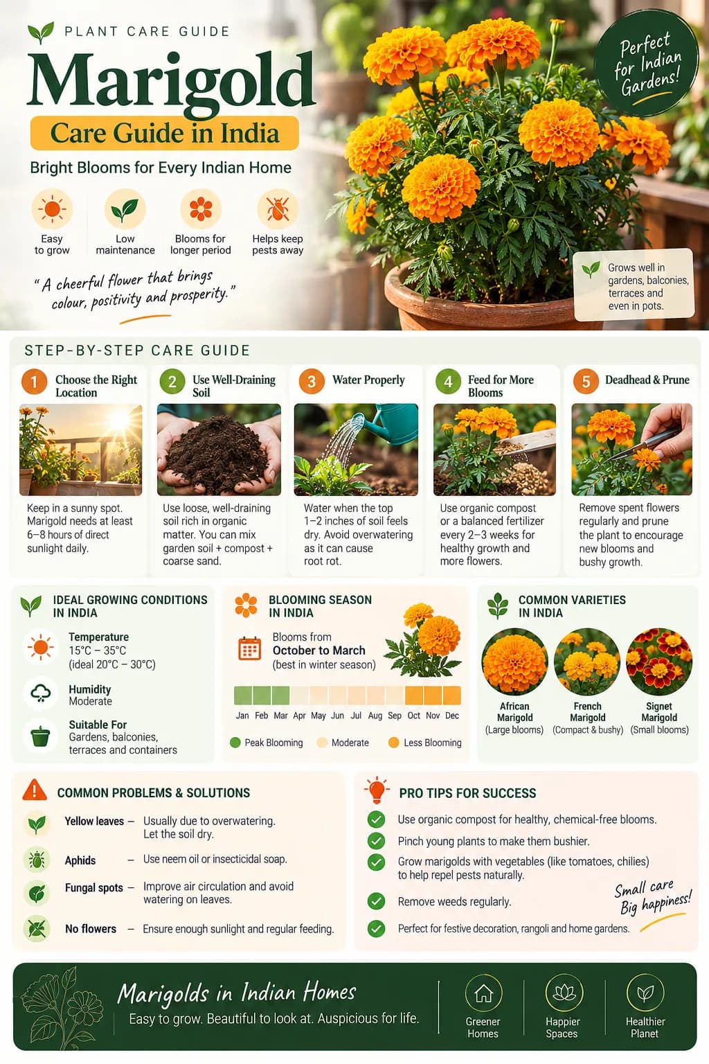 Marigold plants growing outdoors in an Indian garden