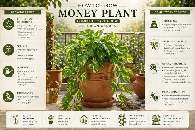 Money Plant growing indoors in an Indian home