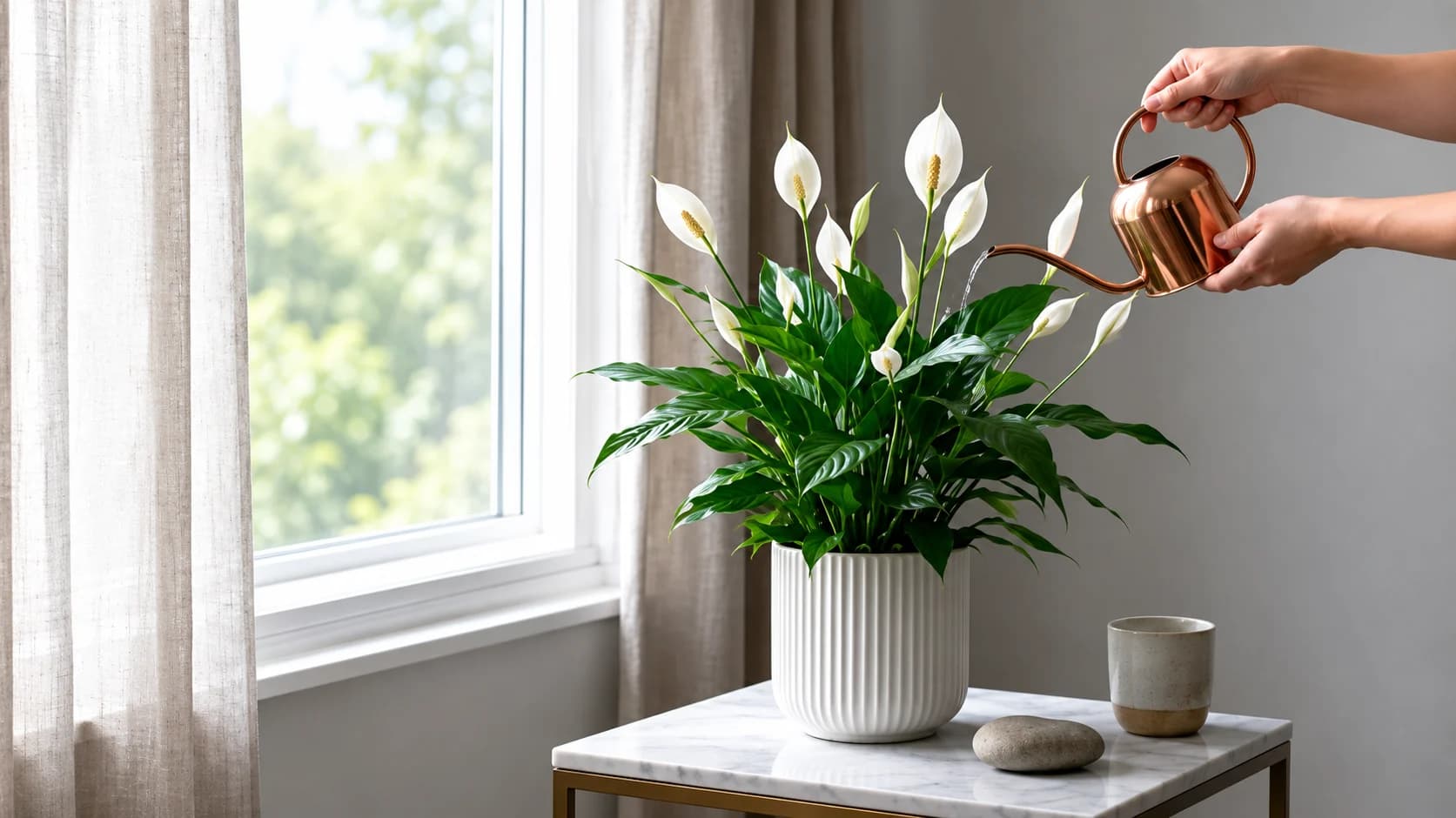 Peace Lily growing indoors in an Indian home