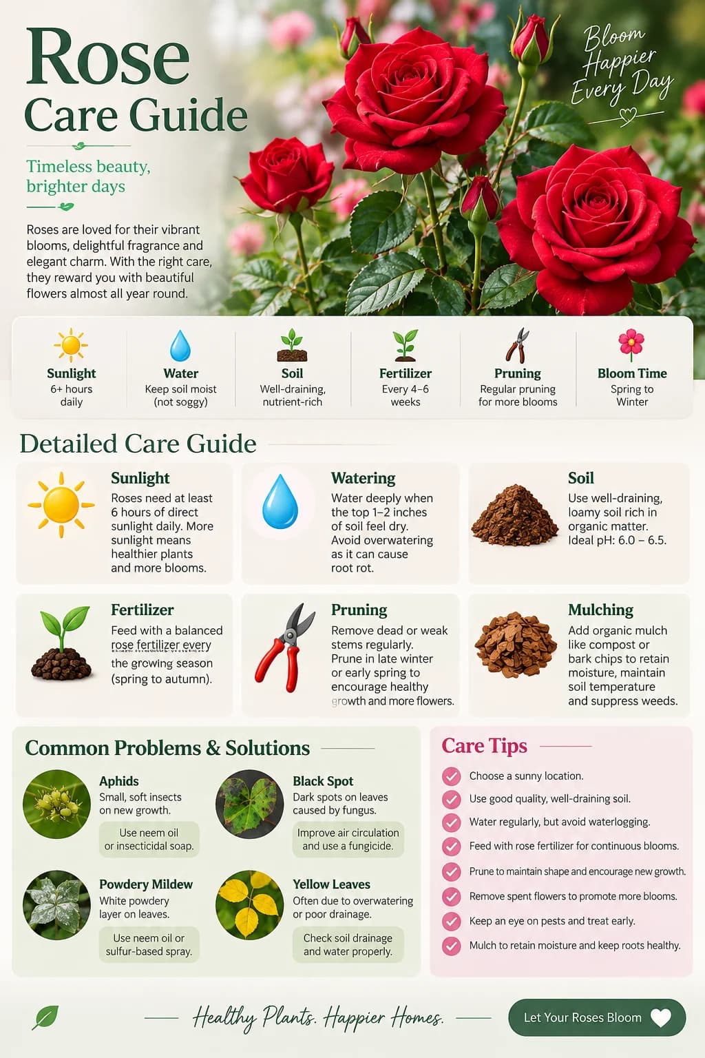 Rose plant care guide image