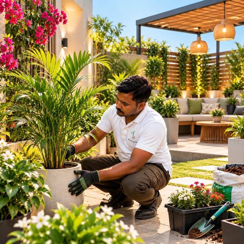 Green outdoor space transformed into an attractive garden environment