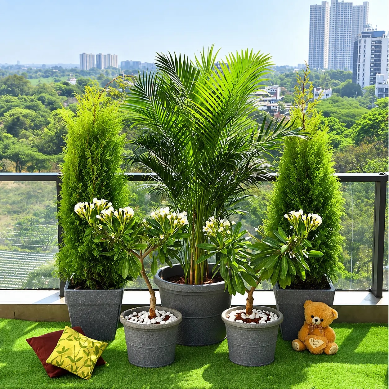 Outdoor plants arranged in a beautiful garden and terrace setting