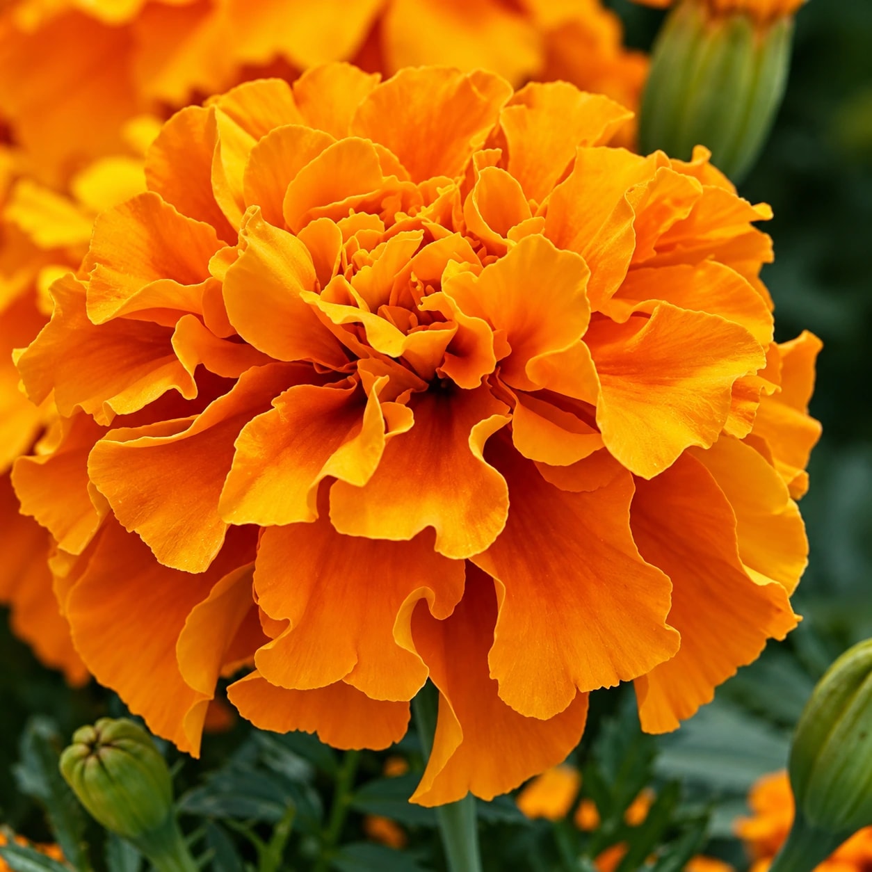 Triploid Marigold flowers growing outdoors