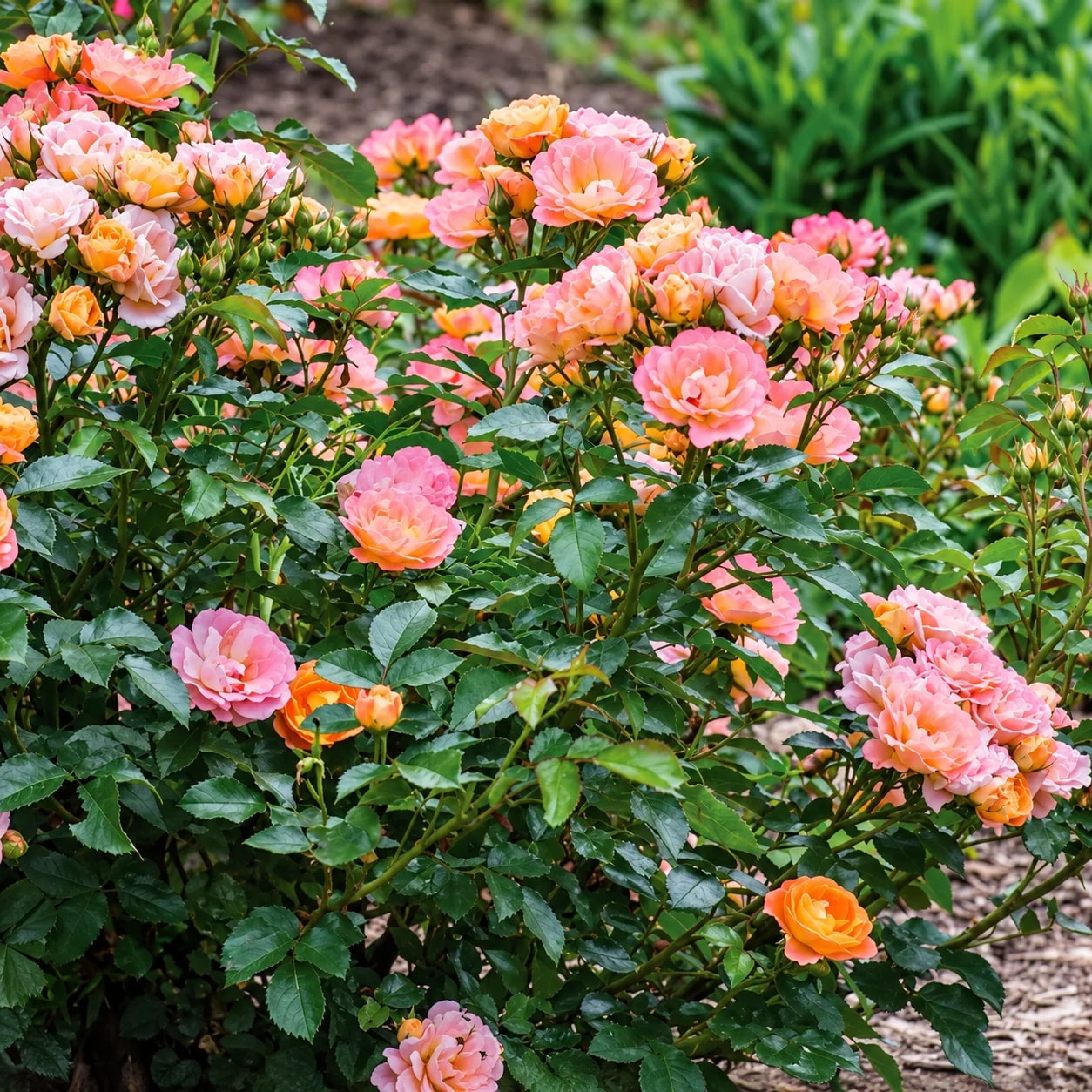 Grandiflora rose flowering outdoors