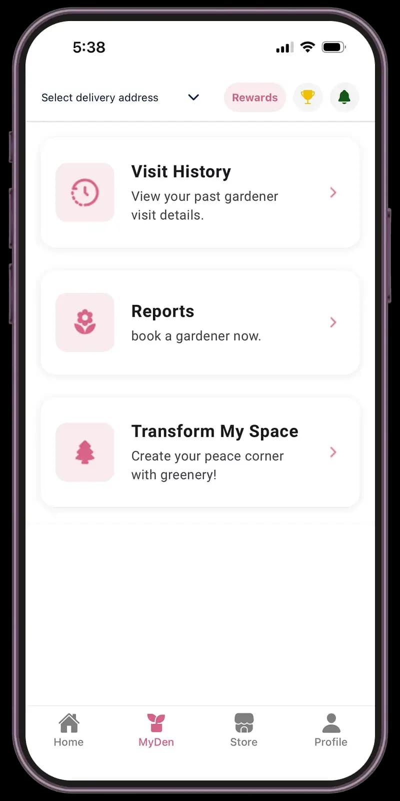 Upcoming Visit Screen