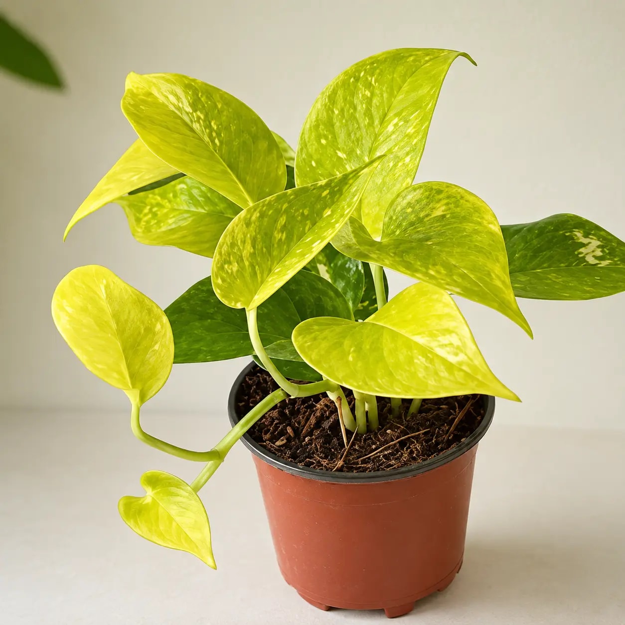 Golden Pothos plant with green and golden variegated leaves