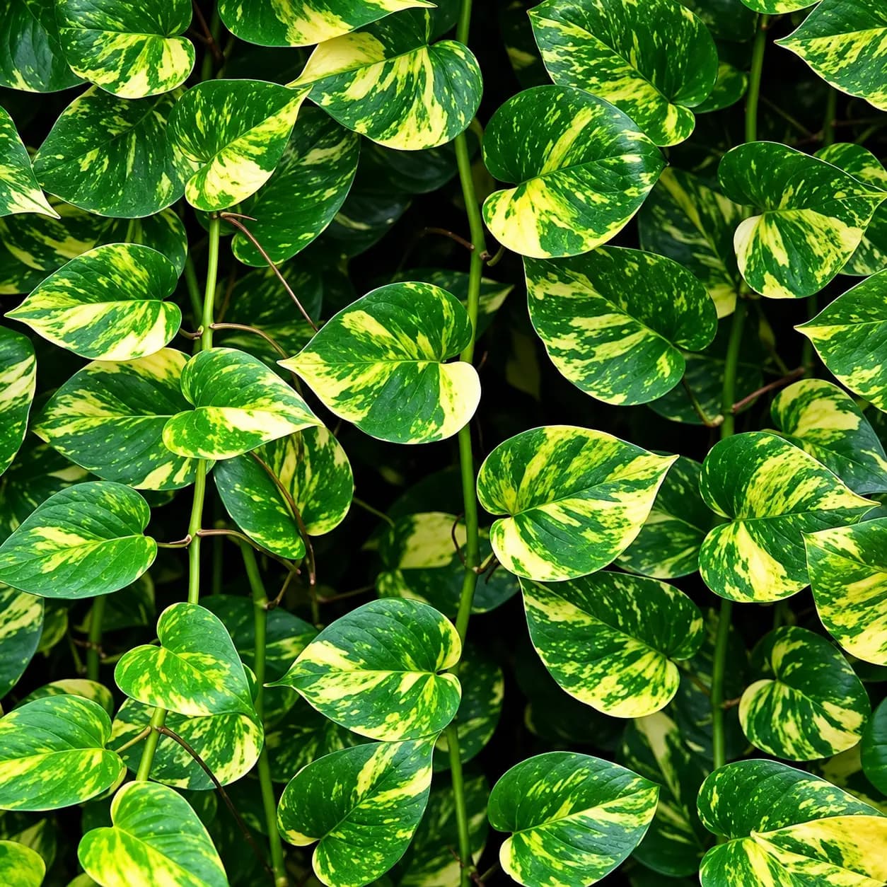 Close-up of healthy Pothos leaves
