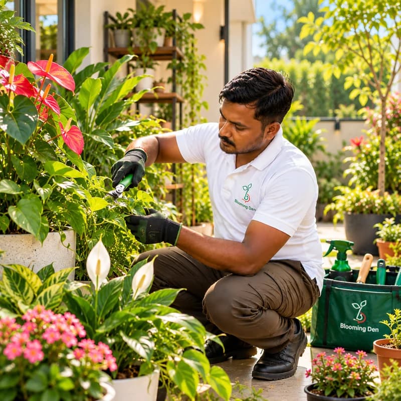 Blooming Den gardener providing professional plant care